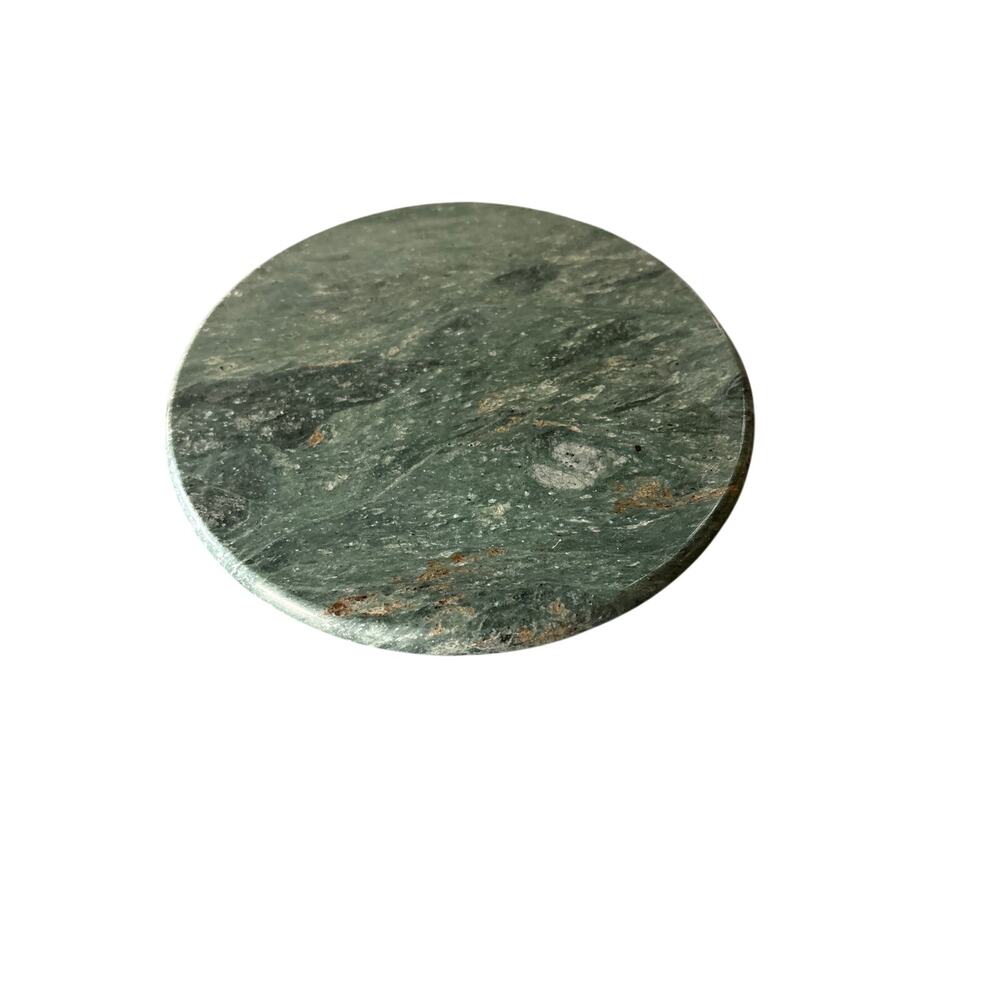 Round Green Marble Stone Trivet Hot Plate Plant Stand 7” Made in China